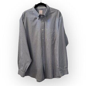 Brooks Brothers Madison University Navy White Stripe Oxford Button Down XL